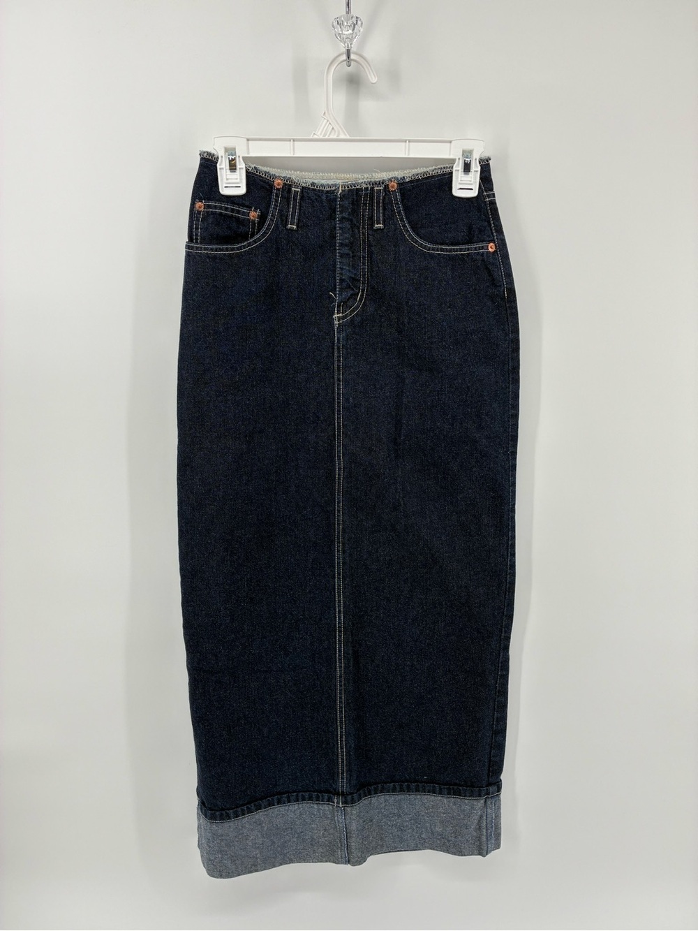 Vintage Manager Dark Blue Pencil Skirt High Back Slit